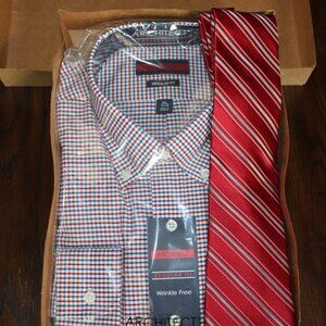 Architect Red and Blue Checkered Shirt with Red Tie